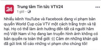 Fanpage của VTV24 kêu gọi người dùng "nói không với livestream lậu" đồng thời hỗ trợ gửi liên kết vi phạm cho nhà đài.