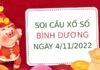 Soi cầu kết quả xổ số Bình Dương ngày 4/11/2022 thứ 6 hôm nay