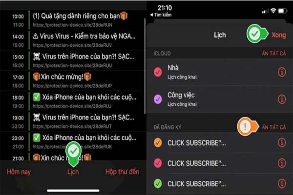 cách xoá lịch trên iphone