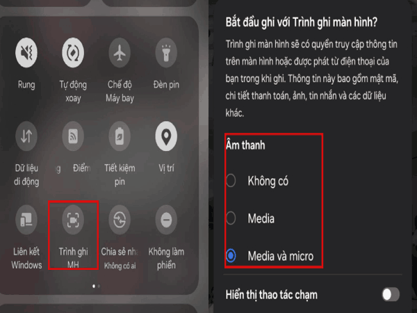 Bật Microphone khi quay màn hình