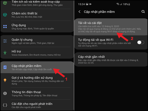 Chọn cập nhật phần mềm