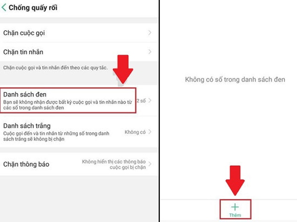 Thêm số vào danh sách đen để chặn