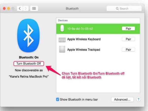 Tắt Bluetooth trên Macbook