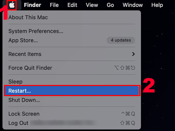 Các bước khởi động lại MacBook qua Menu Apple