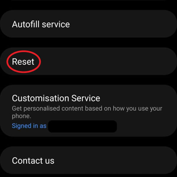 Nhấn xóa tất cả để bắt đầu quá trình reset