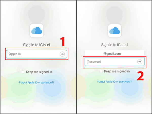 Truy cập vào iCloud